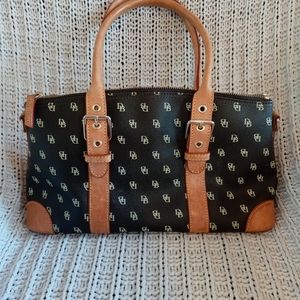 Dooney & Burke taupe dark brown logo